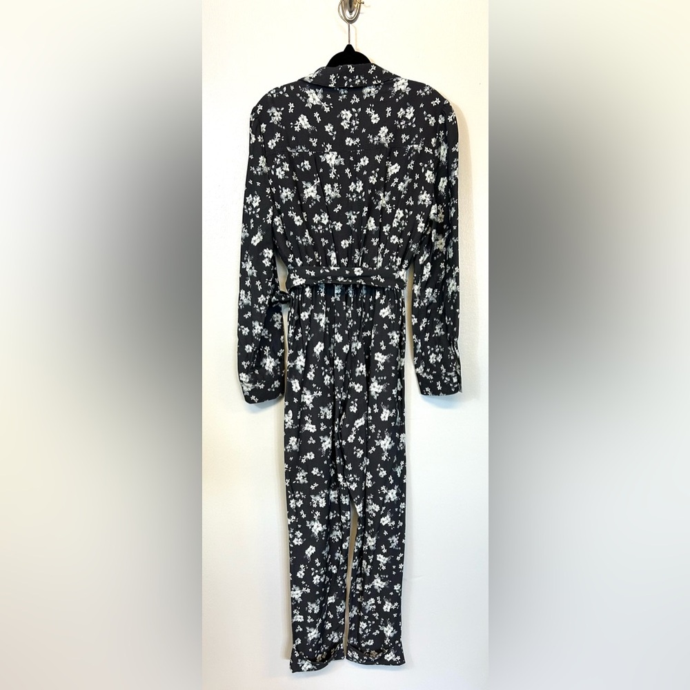 STEELE the Label Stasia Boiler Suit Sz Small Gray Blue Floral Coveralls Jumpsuit - Picture 7 of 10
